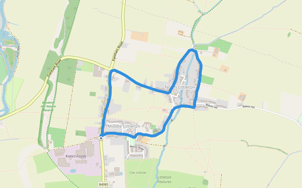 The Pound walking route map in Middle Littleton