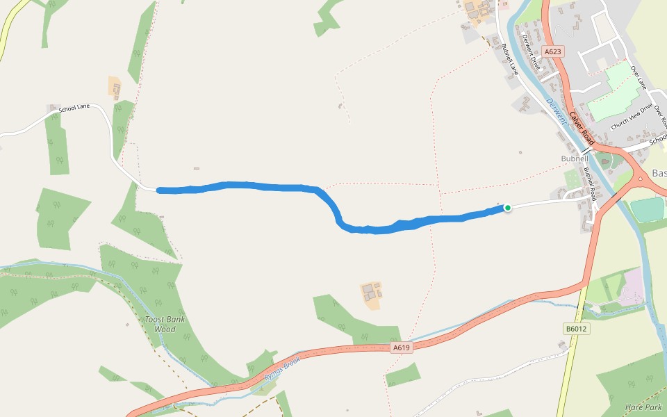 Wheatlands lane walking route map in Baslow