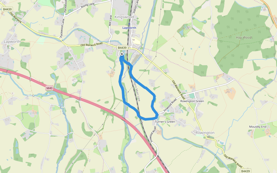 Dick's Lane Wharf walking route map in Lapworth