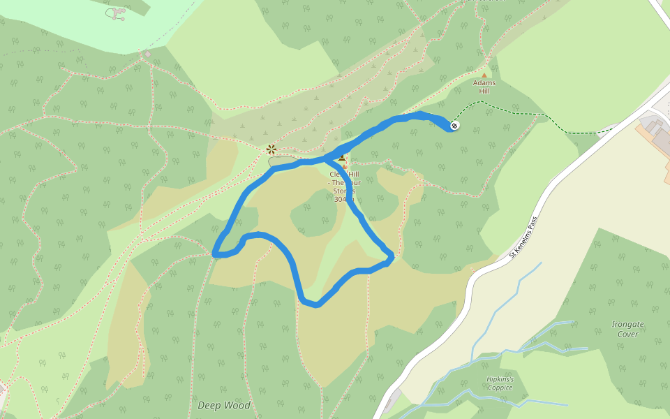Clent Hill walking route map in Clent