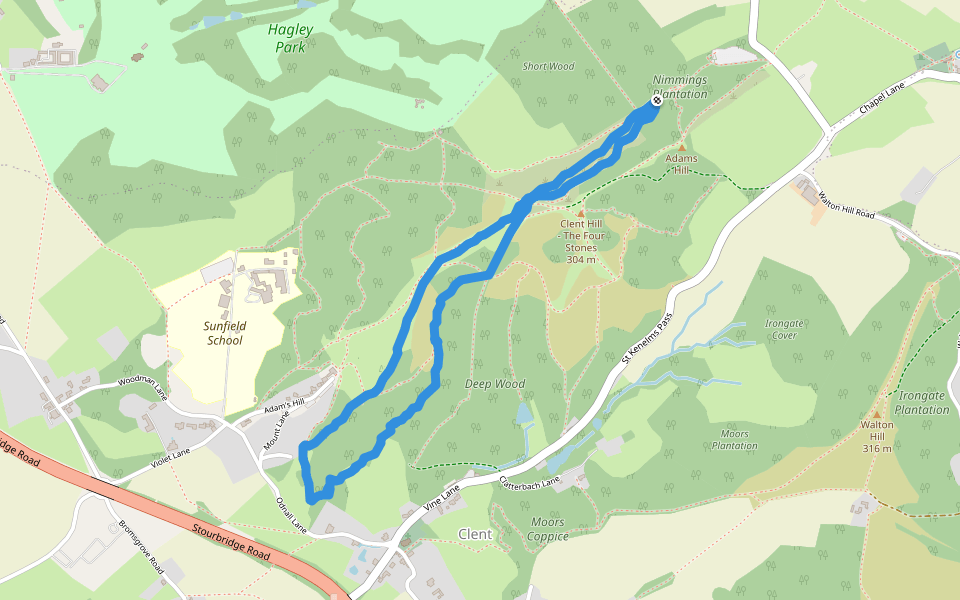 Deep Wood walking route map in Romsley