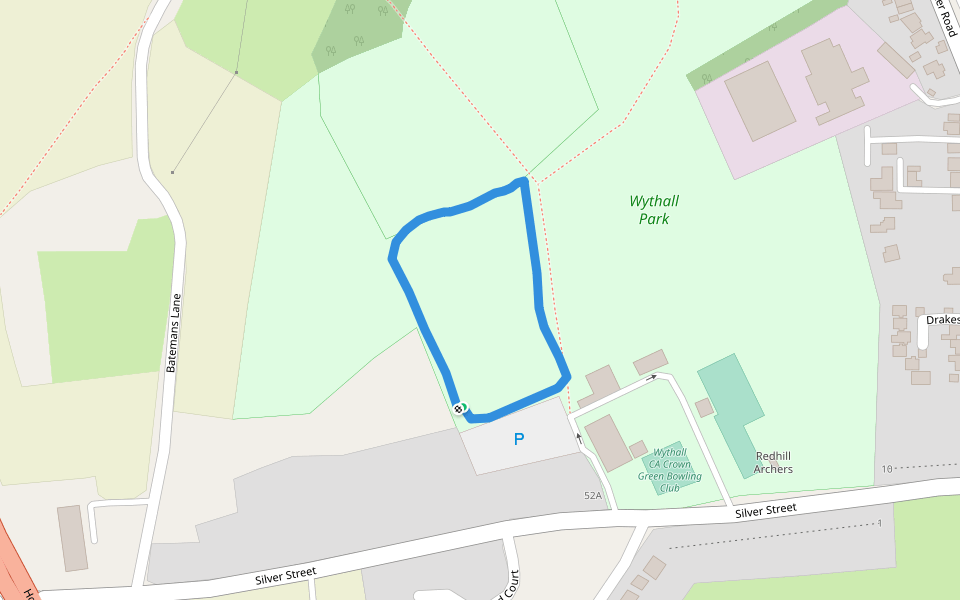 Wythall Park walking route map in Wythall