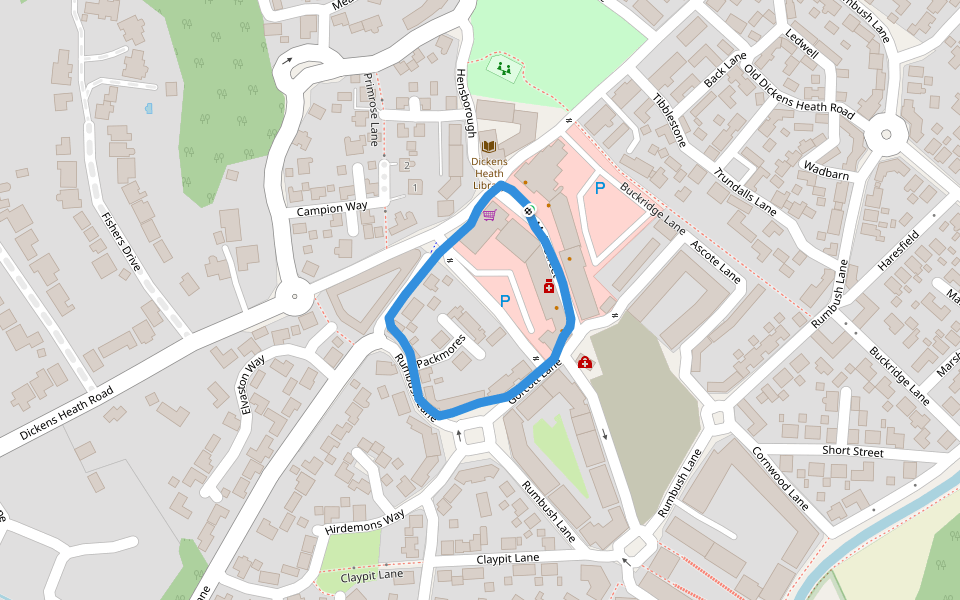Primrose Lane walking route map in Shirley
