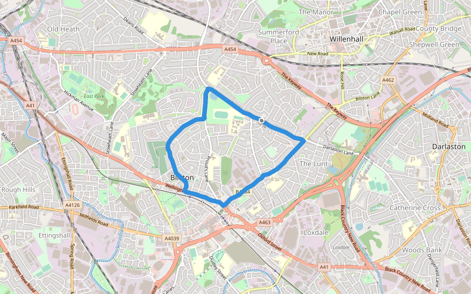 Stolawn walking route map in Willenhall