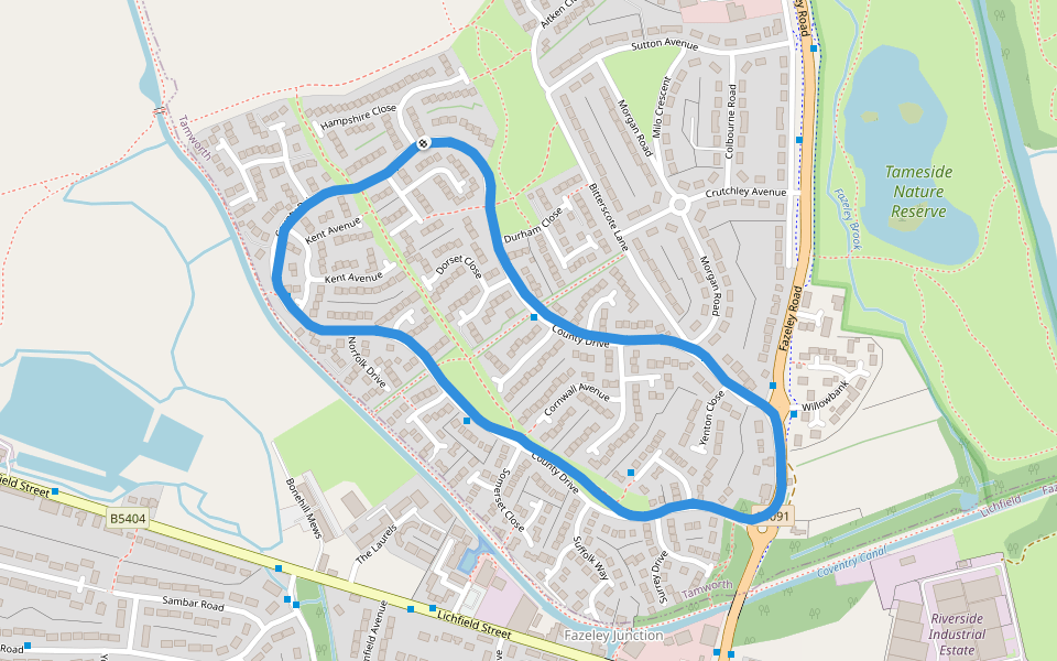 Riserva naturale di Tameside walking map