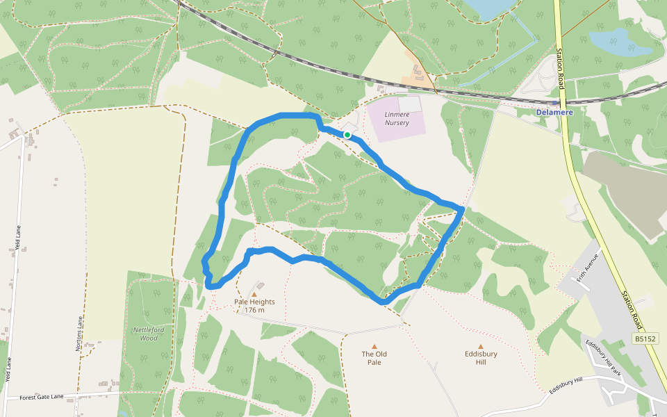 Pale Heights walking route map in Delamere