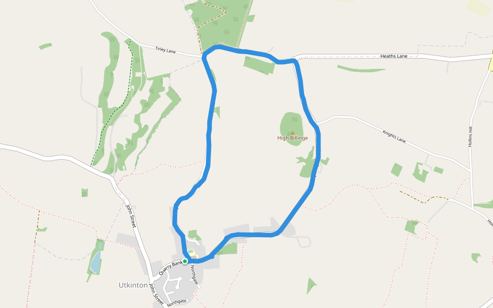 Utkinton  walking route map in Utkinton