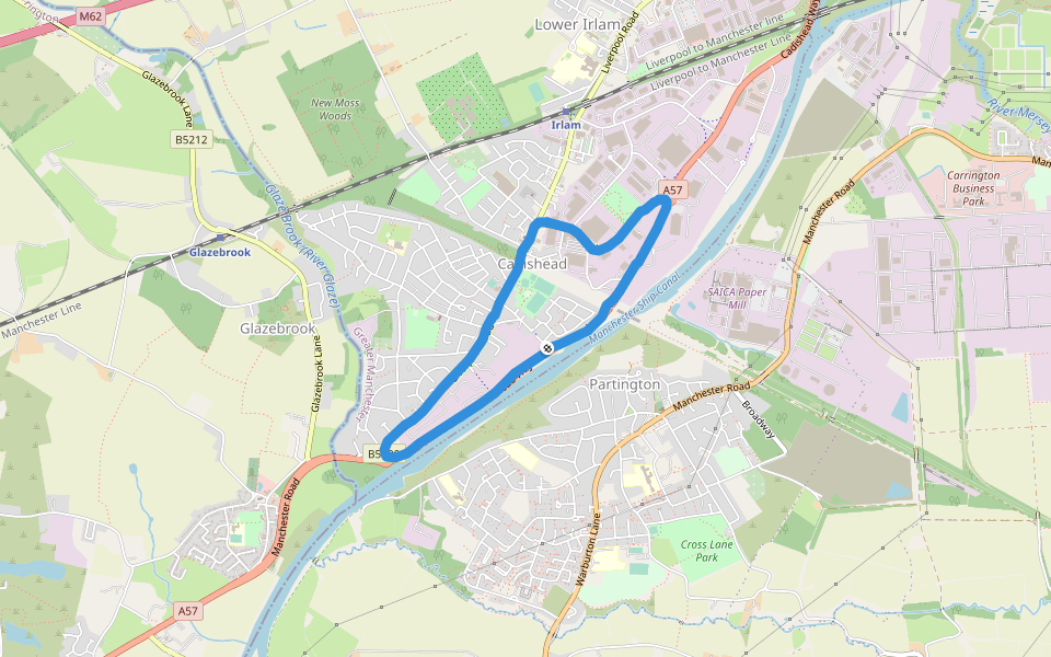 Manchester Ship Canal walking route map in Cadishead