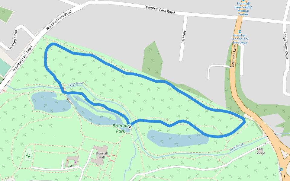 Bramall Park walking route map in Bramhall