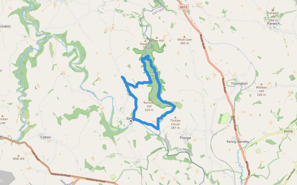 Bunster Hill walking route map in Ilam