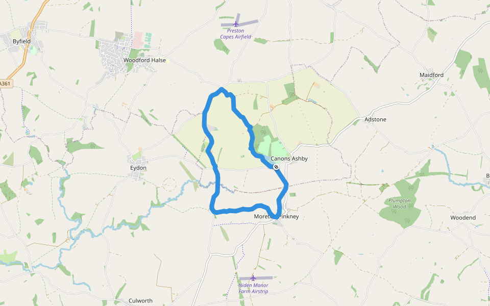 Canons Ashby House walking route map in Canons Ashby