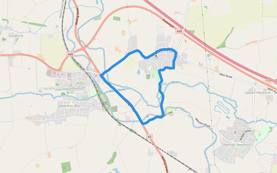 The Crossroads Hotel walking route map in Flore