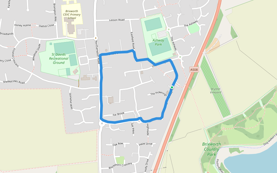 Ashway Park walking route map in Brixworth