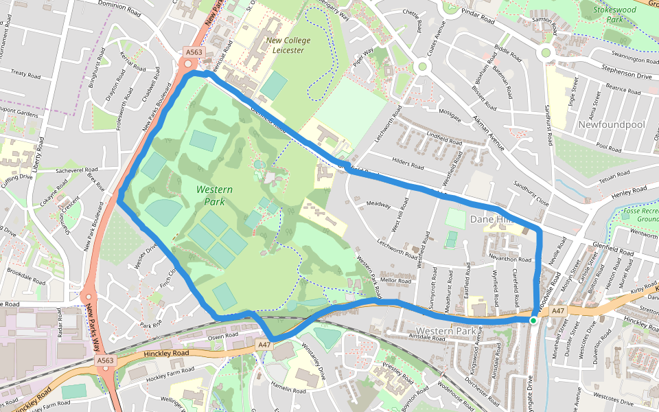 Western Park Walking and Running Leicester, England Pacer