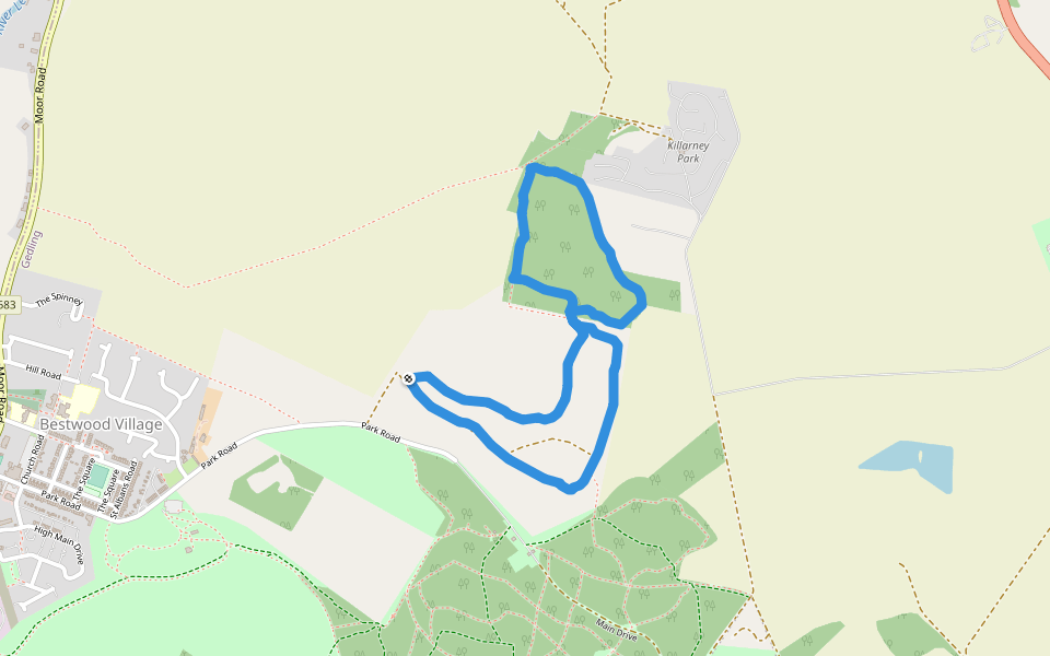 Old Quarry Bestwood Country Park walking route map in Bestwood Village