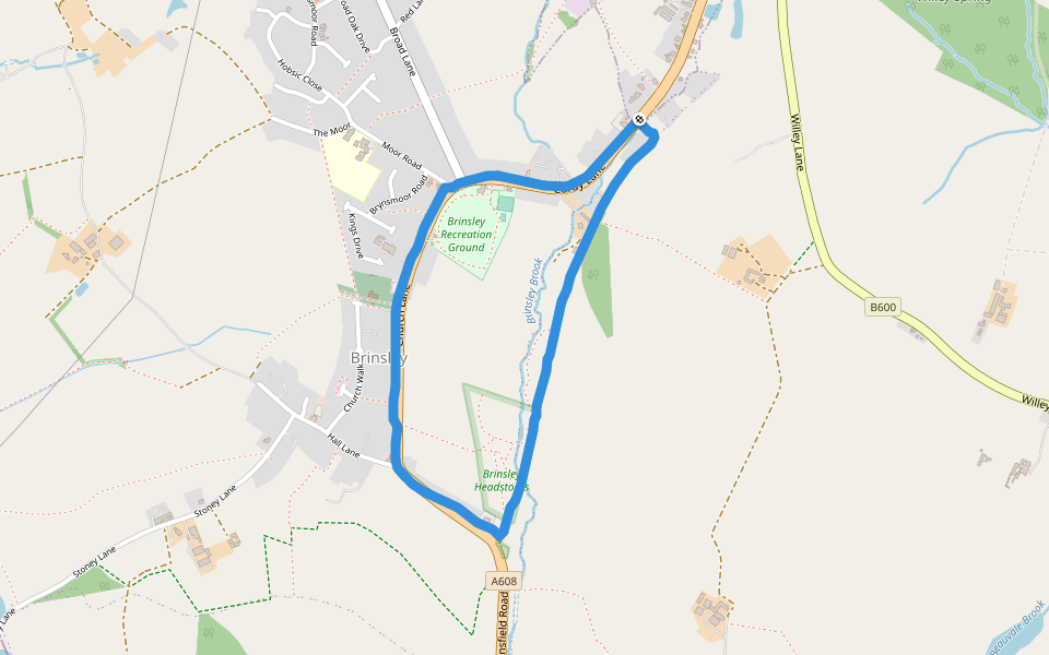 Brinsley Recreation Ground walking route map in Brinsley