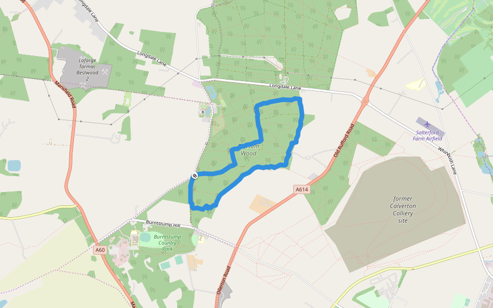 Sansom Wood walking route map in Calverton