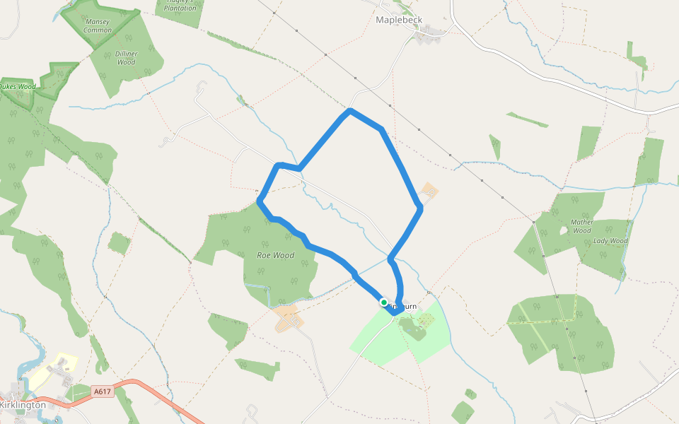 Roe Wood walking route map in Winkburn
