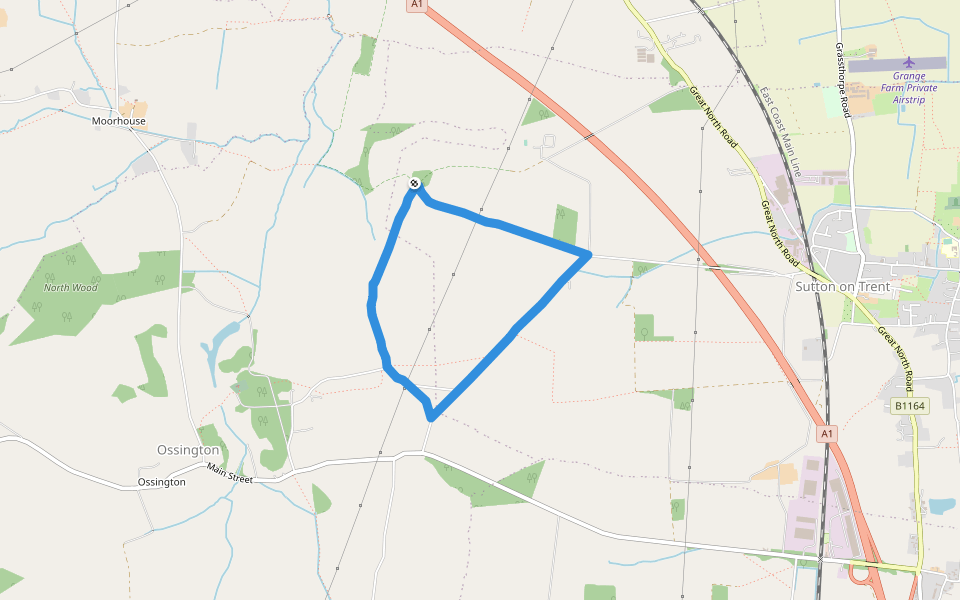 Red Holt walking route map in Sutton on Trent