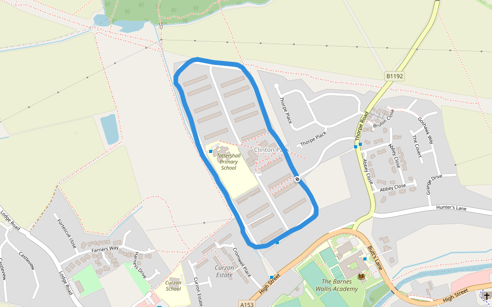 Tattershall Primary School walking route map in Tattershall