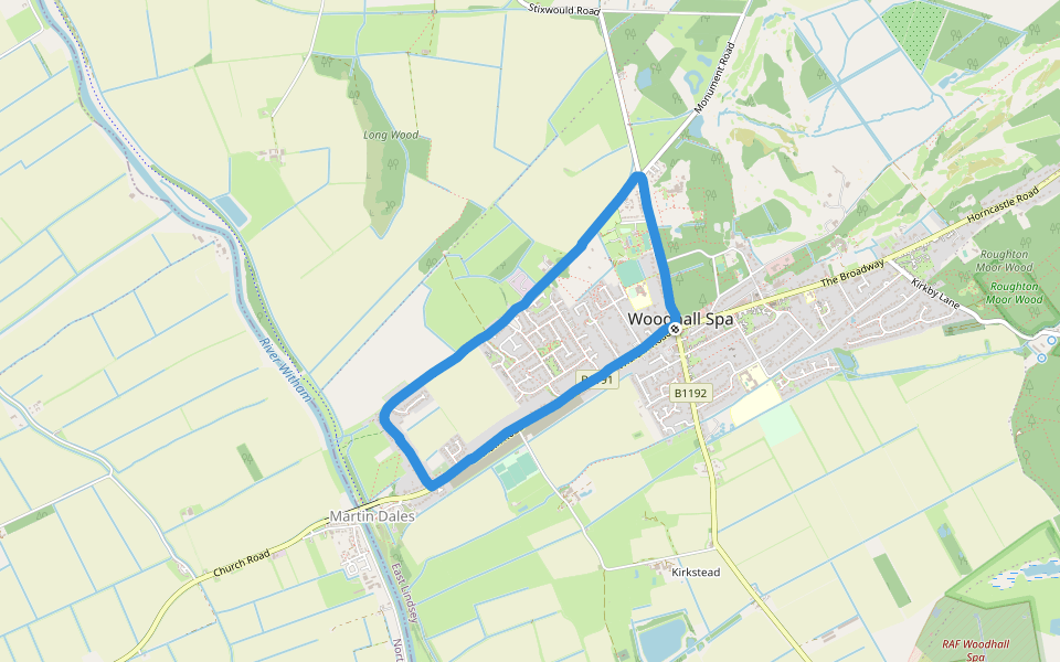 Pine Woods walking route map in Woodhall Spa