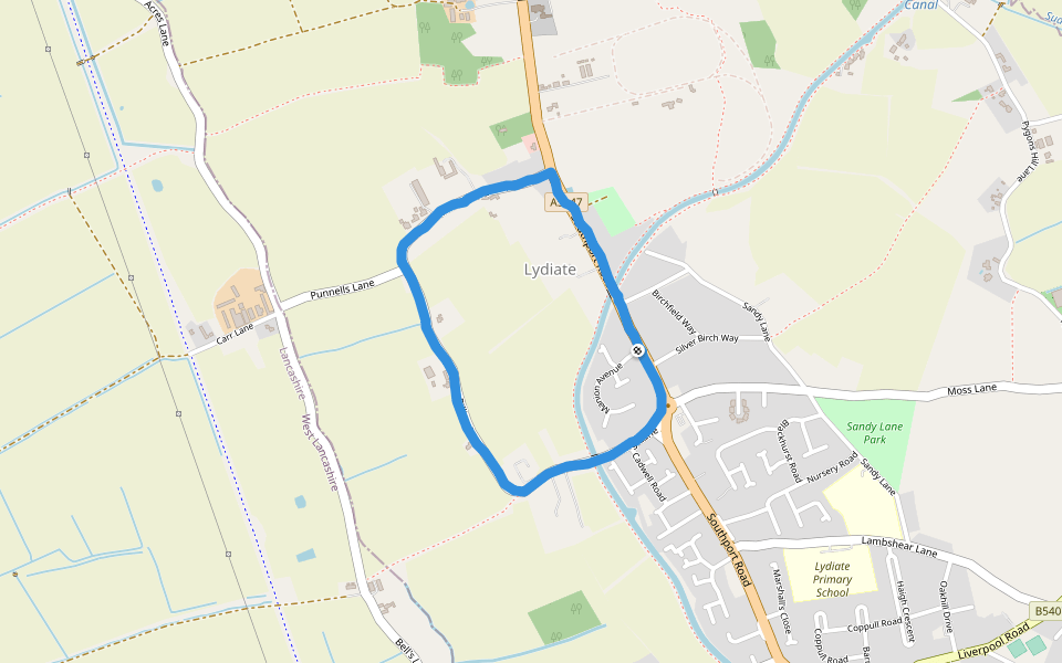 Private Garden walking route map in Lydiate