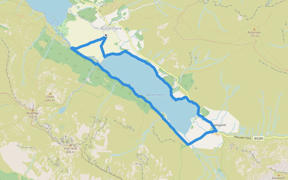 Buttermere walking route map in Buttermere