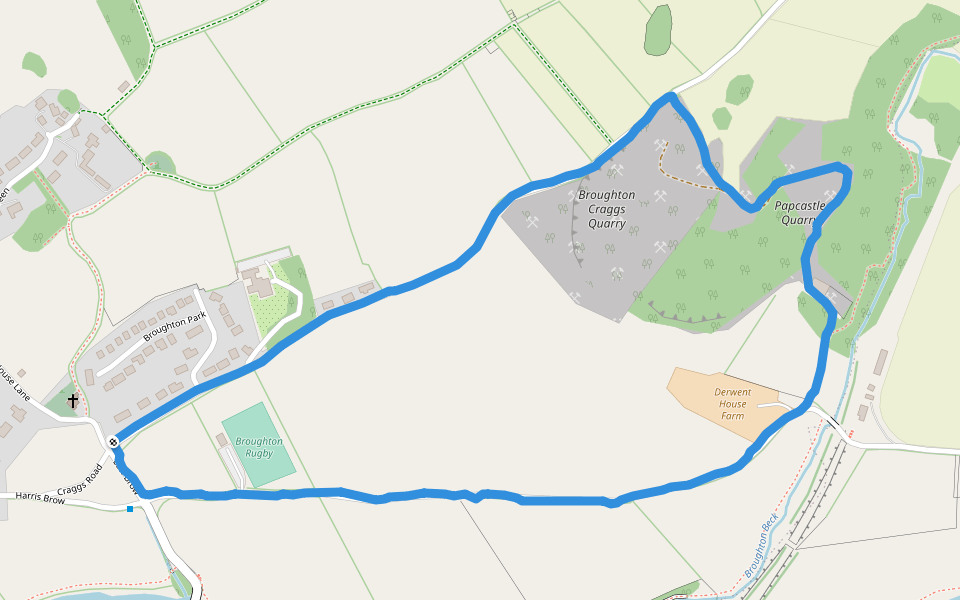 Broughton Rugby walking route map in Little Broughton