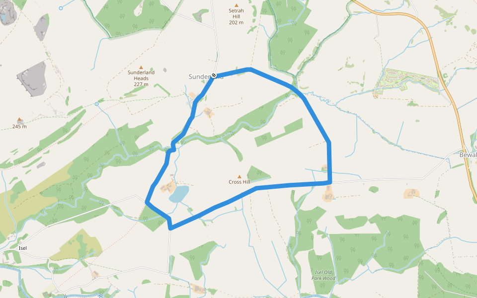 Lake District National Park walking route map in Sunderland