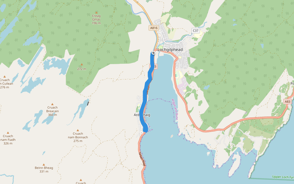 Crinan Canal walking route map in Lochgilphead
