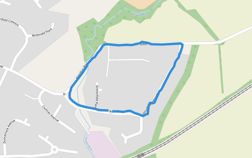 Kirkton Burn walking route map in Neilston