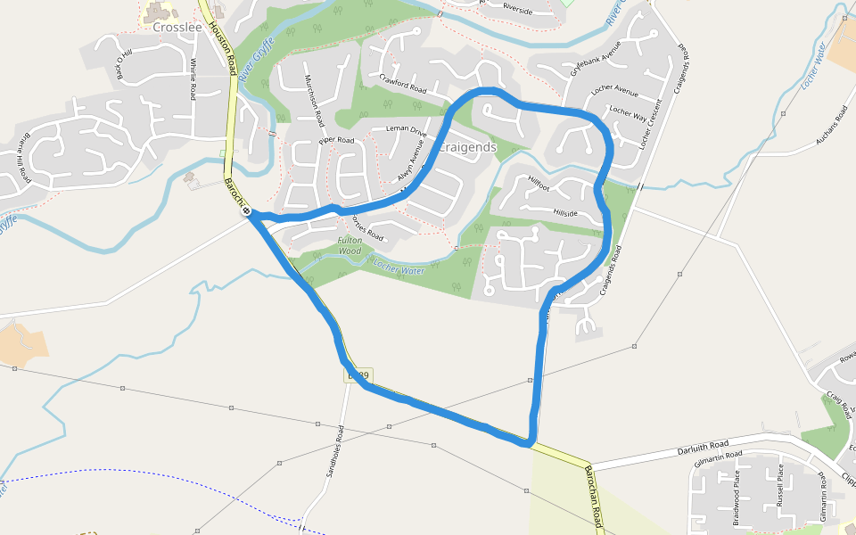 Fulton Wood walking route map in Houston