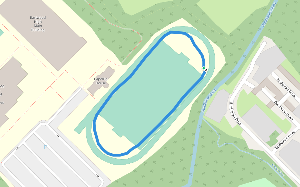 Auldhouse Burn walking route map in Newton Mearns