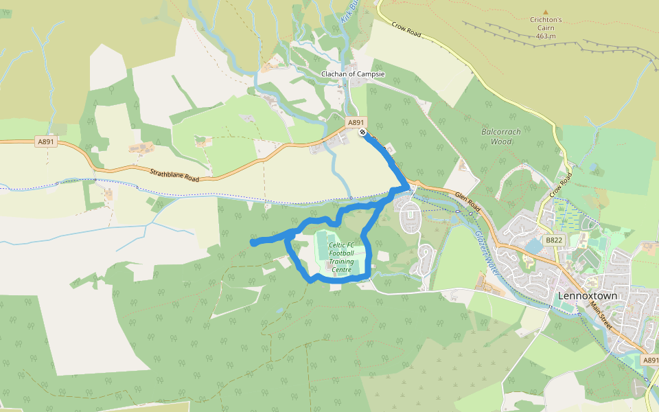 RX MTB Trail walking route map in Campsie Glen