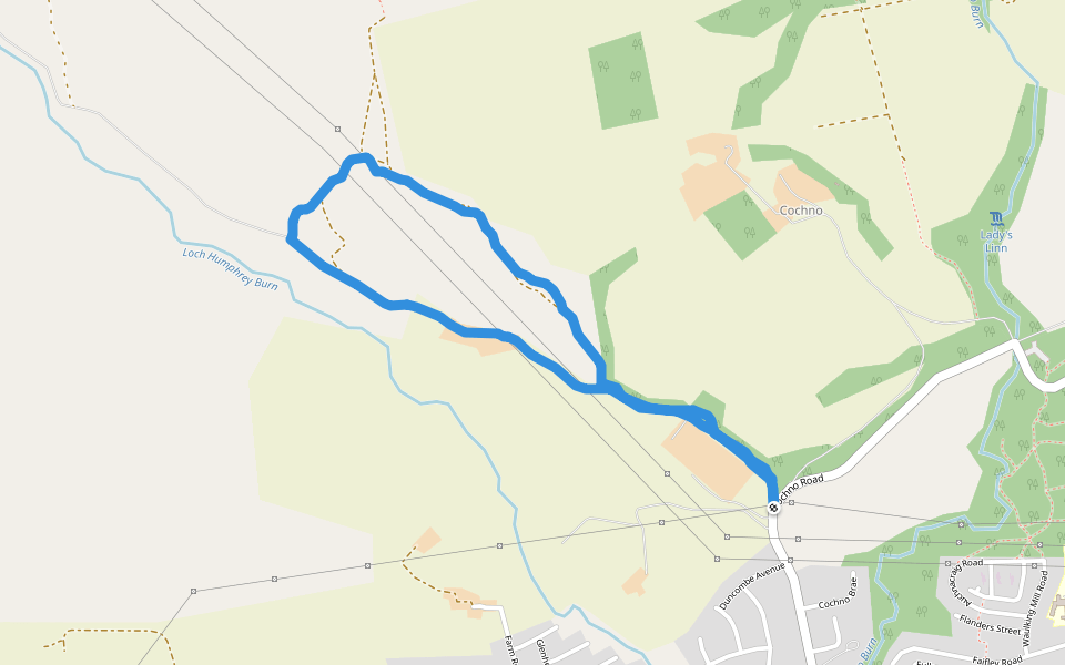 Loch Humphrey Burn walking route map in Clydebank