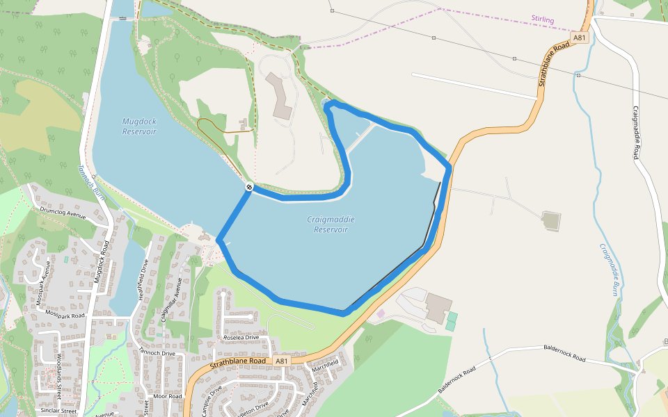 Craigmaddie Reservoir walking route map in Milngavie