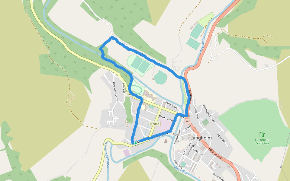 Langholm Academy - Lodge Walk walking route map in Langholm