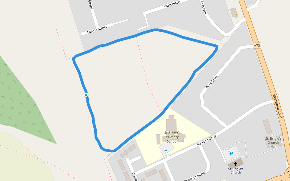 St Brigid's Primary School walking route map in Newmains