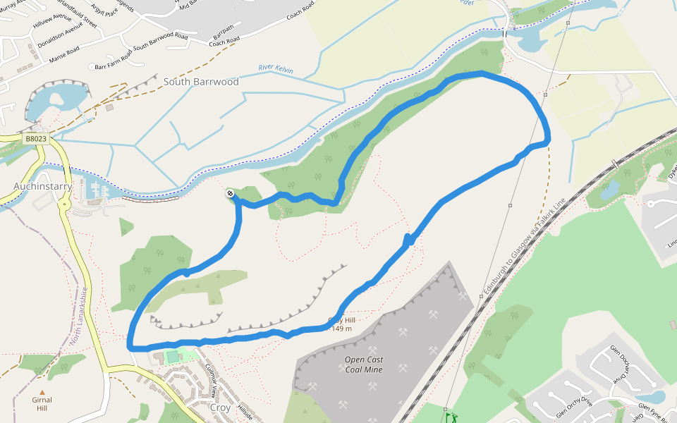 Croy Hill walking route map in Kilsyth