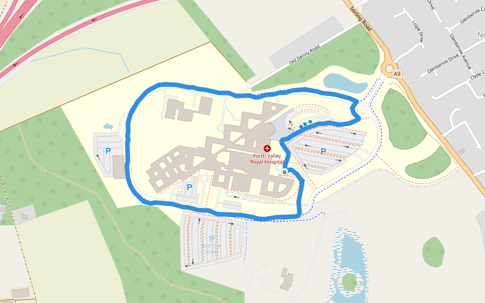 Forth Valley Royal Hospital walking route map in Larbert