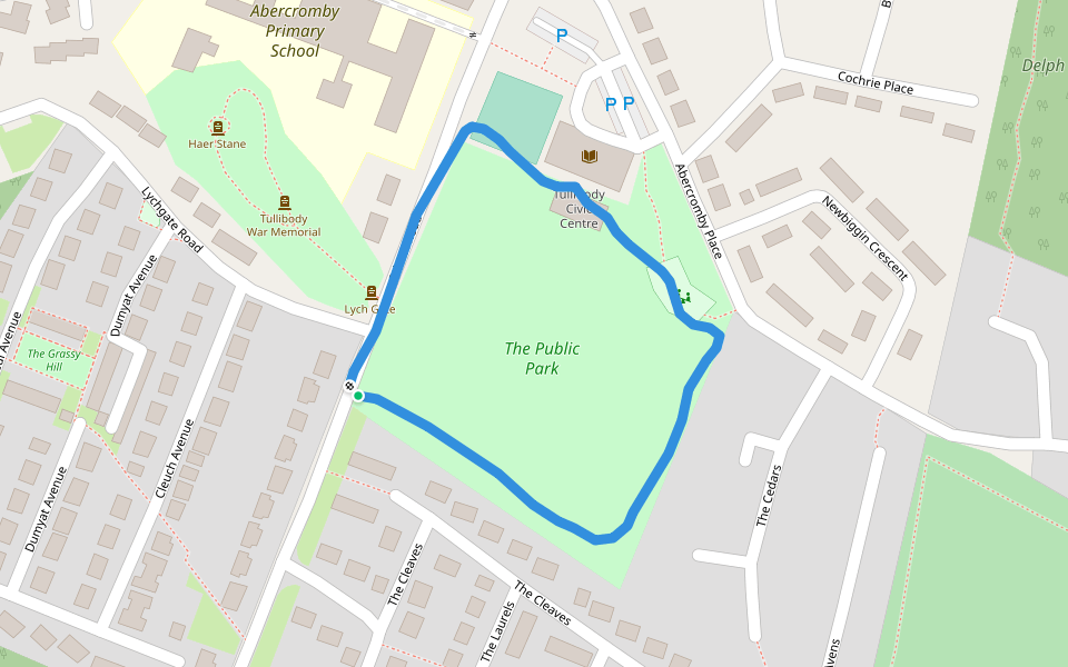 The Public Park walking route map in Tullibody