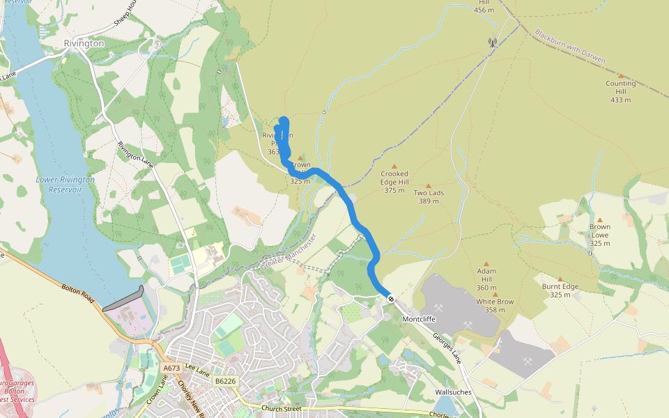 Wilderswood - Brown Hill walking route map in Horwich
