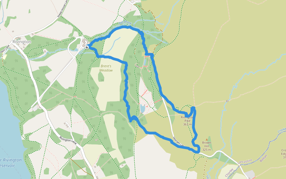 Rivington Pinetum walking route map in Rivington