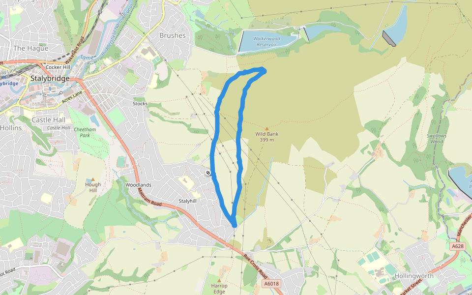 Wild Bank walking route map in Stalybridge