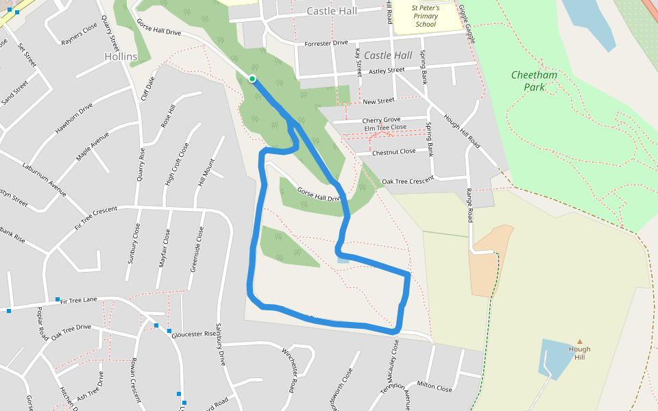 Gorse Hall - Gorse Hill Drive walking route map in Stalybridge