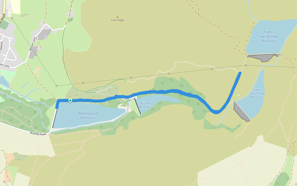 Swineshore walking route map in Stalybridge