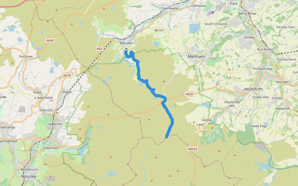 Black Hill walking route map in Marsden