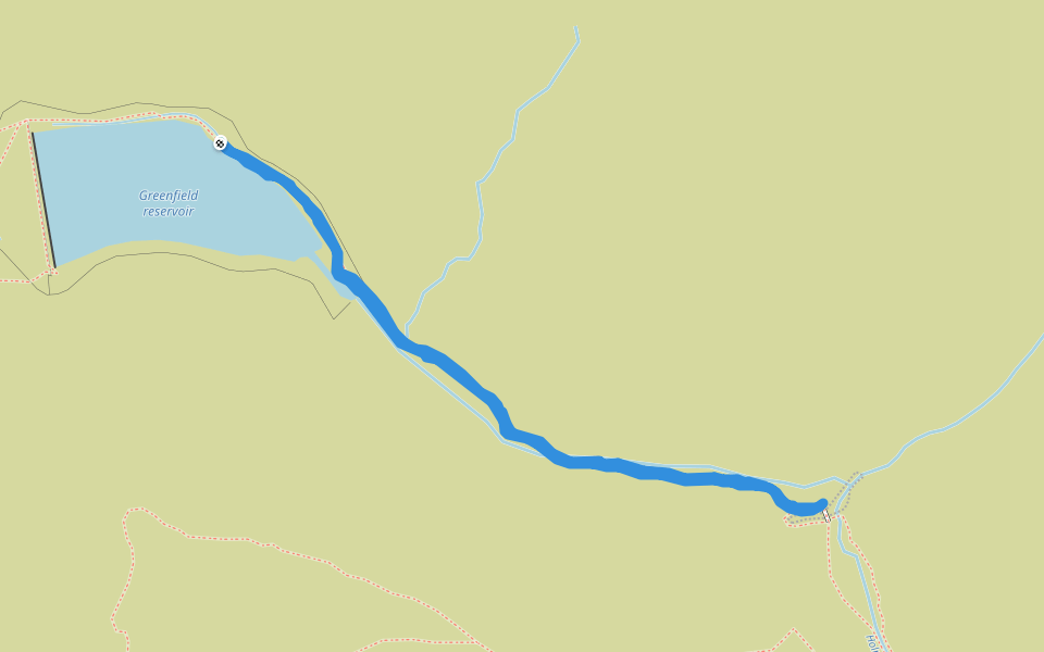 Greenfiled reservoir walking route map in Greenfield