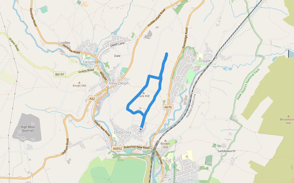 Lark Hill walking route map in Dobcross