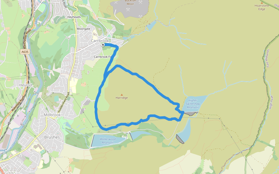 Harridge walking route map in Stalybridge